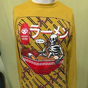 Launder Super Spicy Ramen Noodles Men's Yellow LS Shirt Medium